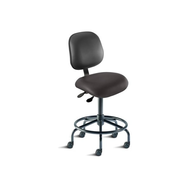 Biofit Antimicrobial Stool, 21"-28" Seat Height, Black Vinyl - Black Steel Base - Elite Series EES-M-RC-T-XF-XA-06-P28540 - main